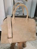 Duża zamszowa torba miejska shopper – skóra naturalna (kolor taupe)