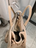 Duża zamszowa torba miejska shopper – skóra naturalna (kolor taupe)