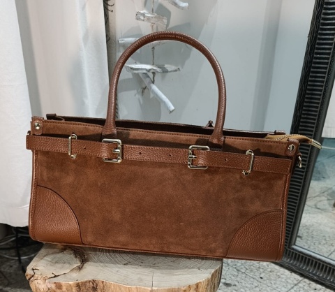 Skórzana torba na ramię - styl i funkcjonalność (koniak)