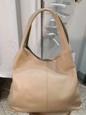 Skórzana torebka worek hobo shopper – skóra naturalna groszkowa (Kolor: jasny beż)