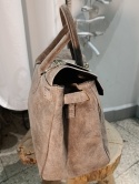 Zamszowa torba klasyczna kuferek Birkin – skóra naturalna (Kolor: Jasny Taupe)