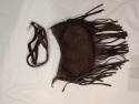 Zamszowa torebka półksiężyc Crossbody BOHO – skóra naturalna (Kolor: ciemny brąz)