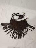 Zamszowa torebka półksiężyc Crossbody BOHO – skóra naturalna (Kolor: ciemny brąz)
